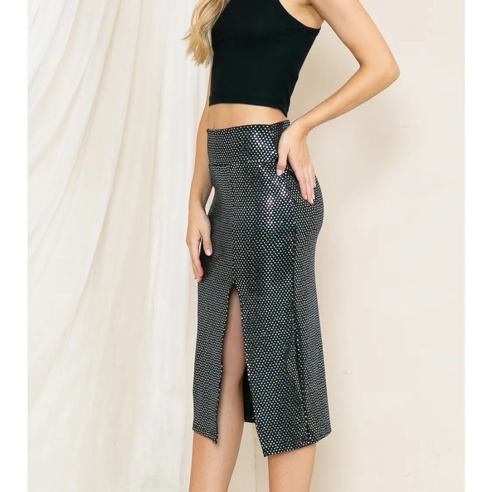 High Waist Sequin Skirt